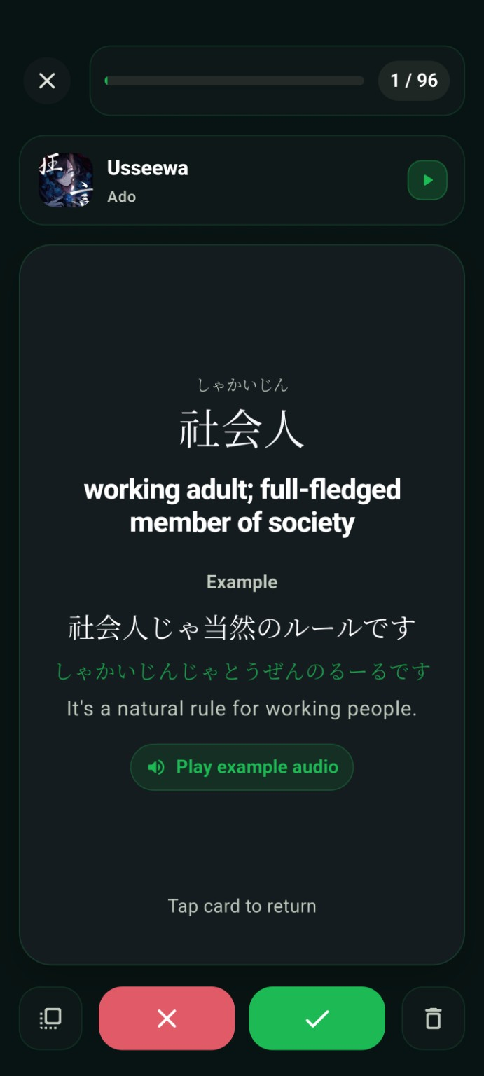 Kashi flashcard back preview